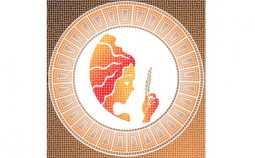 Element earth: virgo zodiac sign on a mosaic