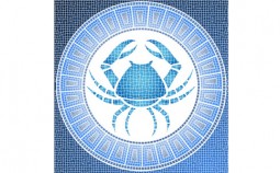 Element water: cancer zodiac sign on a mosaic