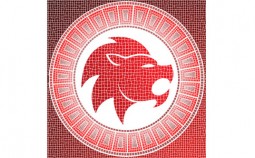 Element fire: leo zodiac sign on a mosaic