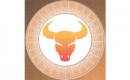 Element earth: taurus zodiac sign on a mosaic
